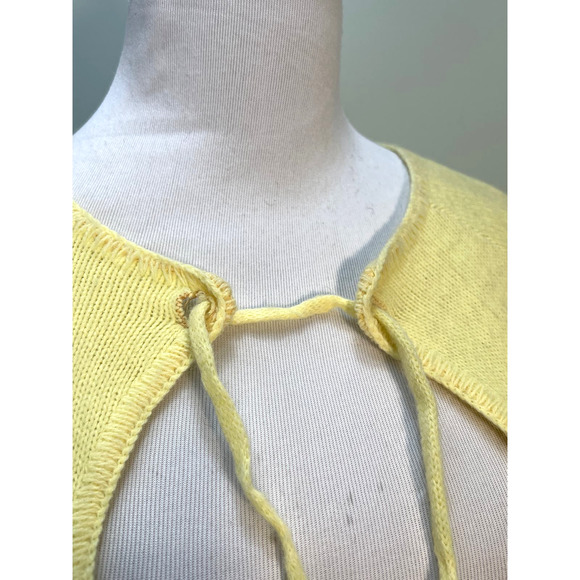 Vintage Poncho Cape One Size Yellow Fringed 60s 70s Mod Open Front Sweater - Picture 4 of 10
